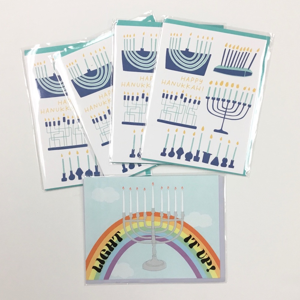 NWT Set of 5 Hanukkah Greeting Cards and Envelopes - Blank Inside